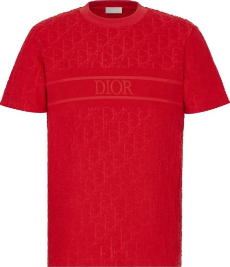 red dior oblique cotton terry jacquard t-shirt|Dior Oblique Relaxed.